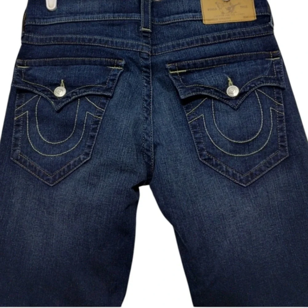 True Religion Ricky Jeans Dark Wash Blue Men's 33 Flat Pocket Preppy